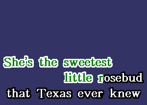 m Sosebud

that Texas ever knew