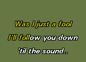 Was I just a fool

I'll follow you down

'til the sound. .