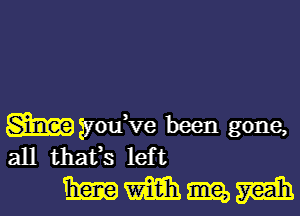 m you've been gone,
all thafs left

mmagm