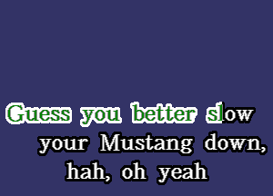 m Slow

your Mustang down,
hah, oh yeah