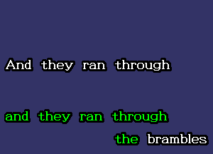 And they ran through

and they ran through

the brambles