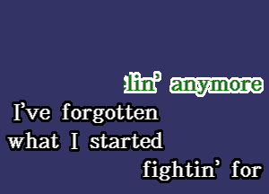 am...

I,ve forgotten
What I started
fightirf for