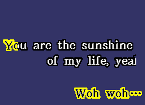 'Wau are the sunshine
of my life, yeaJ

m