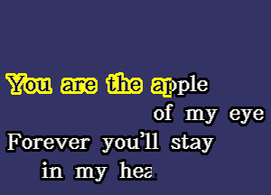 Em azople

of my eye
Forever you1l stay
in my hea