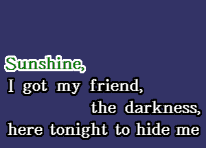 W

I got my friend,
the darkness,
here tonight to hide me