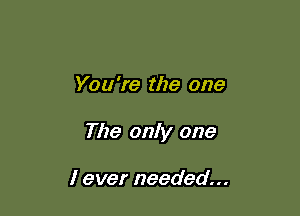 You're the one

The only one

I ever needed...