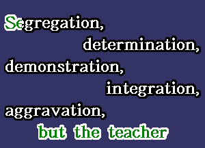 Segregation,
determination,
demonstration,

integration,
aggravation,

mmm