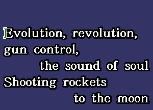 Evolution, revolution,
gun control,

the sound of soul
Shooting rockets
to the moon