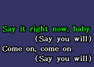 Say it right now, baby

(Say you will)
Come on, come on
(Say you Will)