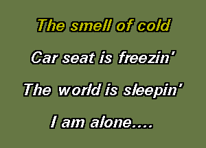 The smell of cold

Car seat is freezin'

The world is sleepin'

I am 810126....
