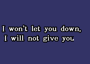 I wont let you down,

I will not give you