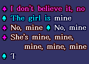 I don,t believe it, no
9 The girl is mine
N0, mine 9 N0, mine
She,s mine, mine,
mine, mine, mine

9 '1 l