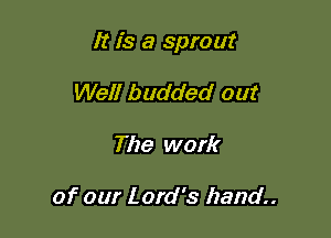 It is a sprout

Well budded out
The work

of our Lord's hand.
