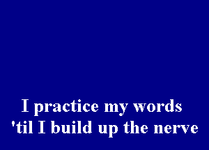 I practice my words
'til I build up the nerve