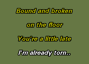 Bound and broken
on the Hoar

You're a little late

I'm already tom.