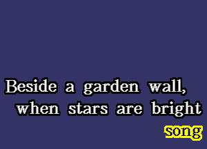 Beside a garden wall,
When stars are bright