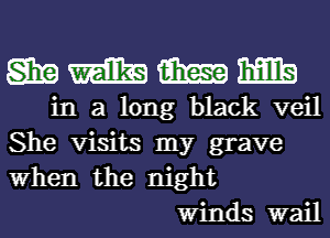 wmmm

in a long black veil
She Visits my grave
When the night
Winds wail