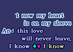 ammm

35 cm m7
Md this love

will never leave,

I know 9 I know I