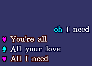 oh I need

YouTe all
9 All your love
All I need