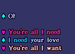 901

Youlre all I need
9 I need your love
Youlre all I want