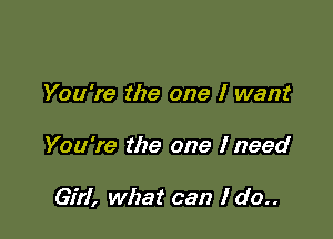 You're the one I want

You're the one I need

Girl, what can I do..