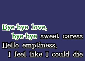 bye-bye sweet caress

Hello emptiness,
I feel like I could die