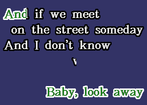 if we meet
on the street someday

And I donWL know

V

Hakim