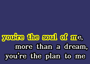 15in 61? ac,
more than a dream,
you,re the plan to me