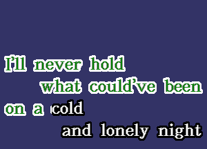 mm
m
E! Icold
and lonely night