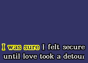 11 I felt secure
until love took a detour