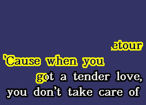 W m
got a tender love,
you don,t take care of