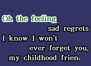 wmm

sad regrets

I know I won t
ever forget you,
my childhood frierL