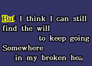 I think I can still
find the Will
to keep going
Somewhere
in my broken heaa