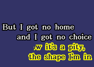 But I got no home
and I got no choice

mmah

m-OMEBI