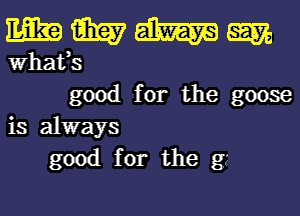 mmmzm

What,s
good for the goose
is always
good for the g2