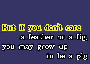 Eu? m m
a feather or a fig,
you may grow up

to be a pig