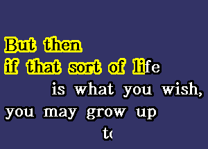 Hm
mmmwmre

is what you Wish,
you may grow up
tt