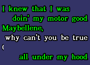 I knew that I was
doin, my motor good
Maybellene,
Why can,t you be true
(

all under my hood