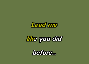 Lead me

like you did

before..