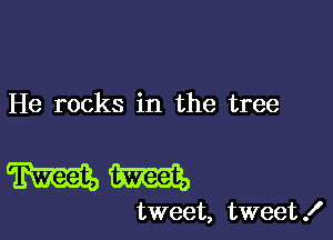 He rocks in the tree

MW

tweet, tweet .I