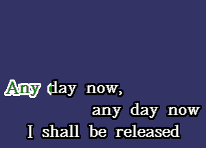 Aim day now,

any day now
I shall be released