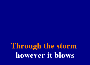 Through the storm
however it blows