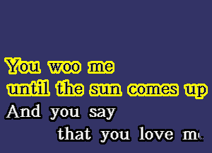 Wimpm
And you say

that you love 1m.