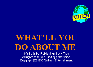 VVHAT'LL YOU
DO ABOUT IWE

MI 30 80 Publishing f Sony Tm
All nghts resewed used by pelmuss-on
Copyright (C) 1395 NuTt-ch Emeuammem