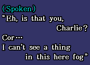 (Spoken)
1Eh, is that you,
Charlie?

Cor...
I cadt see a thing
in this here fogn