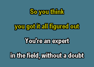 So you think

you got it all figured out

You're an expert

in the field, without a doubt