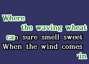 m

GEE mm m
(En sure smell sweet
When the Wind comes