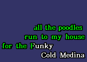 all the poodles

run to my house
for the Funky

Cold Medina