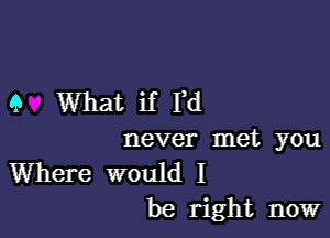 9 What if Yd

never met you

Where would I
be right now