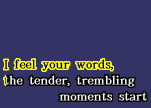 E m
the tender, trembling

moments start